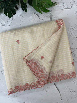 Kota Chanderi saree with embroidery borders - MNM221