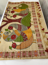 Kanta Handstitched Blended printed matka tussar silk saree MS15489
