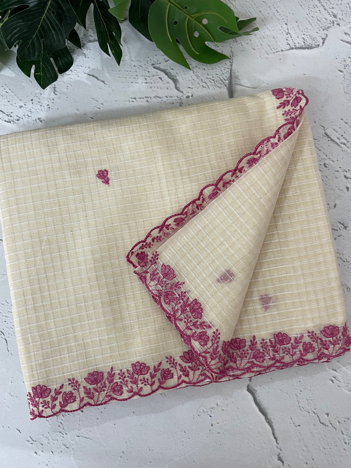 Kota Chanderi saree with embroidery borders - MNM221