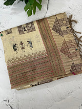 Kanta Handstitched Blended printed matka tussar silk saree MS15489