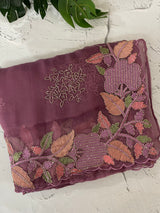 Soft Organza-Chiffon saree with embroidery and cutdana work - MOS5786
