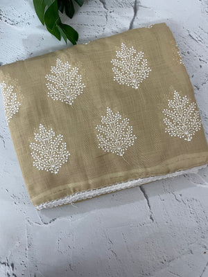 Semi linen saree with embroidery MLS834