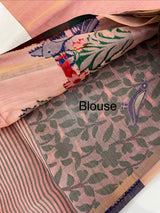 Jamdani silk Cotton Saree with thread weaving MSJ344 DustyPeachPink