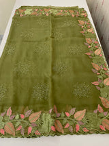 Soft Organza-Chiffon saree with embroidery and cutdana work - MOS5786