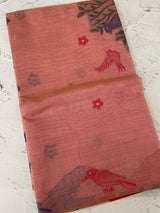 Jamdani silk Cotton Saree with thread weaving MSJ344 DustyPeachPink