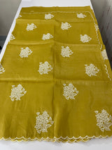 Soft crush Organza saree with embroidery and applique work MS14764