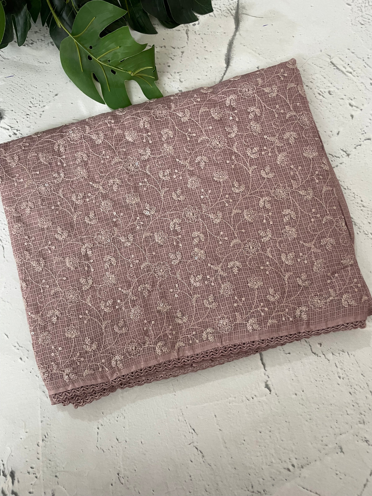 Soft kota checks saree with embroidery - MS7695 DustyMauve