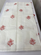 Soft Netkota saree with embroidery MSH298(3)White to Red