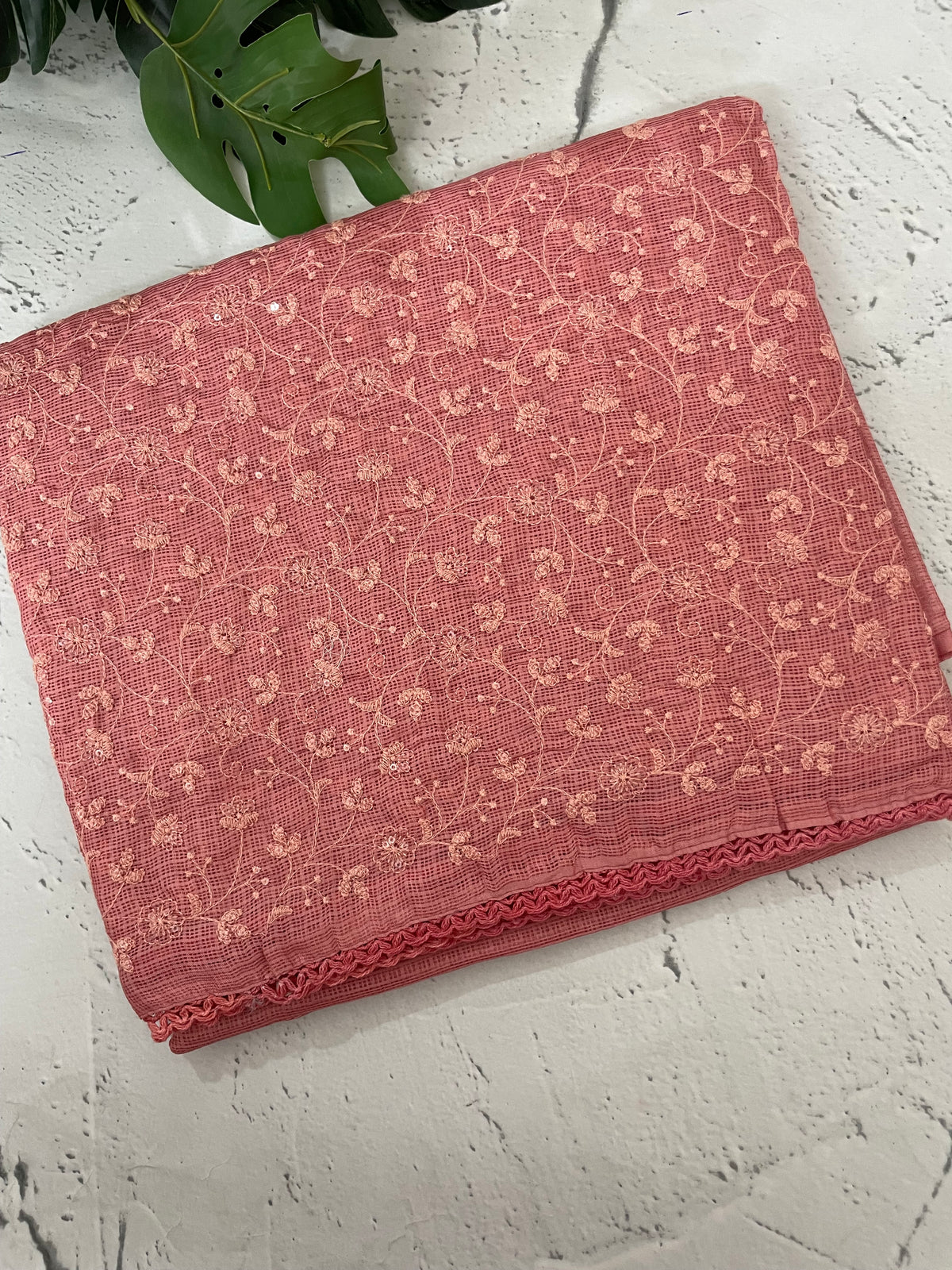 Soft kota checks saree with embroidery - MS7695 DustyMauve