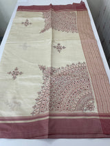 Blended tussar silk saree with hand embroidery MS40488