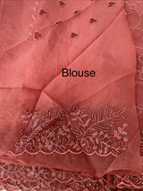 Soft Crush Organza-Chiffon saree with embroidery and cutdana work - MOS5785
