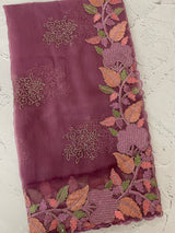 Soft Organza-Chiffon saree with embroidery and cutdana work - MOS5786