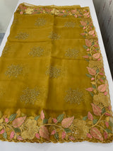 Soft Organza-Chiffon saree with embroidery and cutdana work - MOS5786