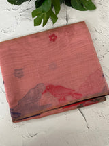 Jamdani silk Cotton Saree with thread weaving MSJ344 DustyPeachPink