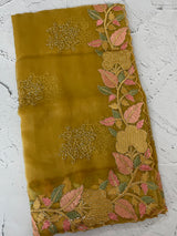 Soft Organza-Chiffon saree with embroidery and cutdana work - MOS5786