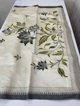Kanta Handstitched Blended tussar silk saree MS15488