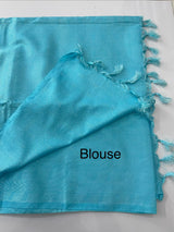 Semi tussar saree with thread work MTS1001 - OffWhite to Blue