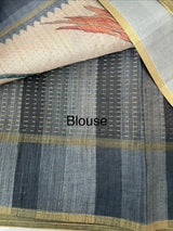 Soft Printed Blended matka tussar silk saree- MMT467