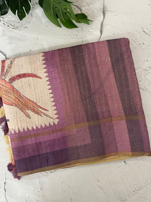 Soft Printed Blended matka tussar silk saree- MMT467