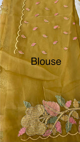 Soft Organza-Chiffon saree with embroidery and cutdana work - MOS5786