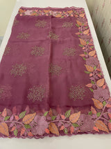 Soft Organza-Chiffon saree with embroidery and cutdana work - MOS5786