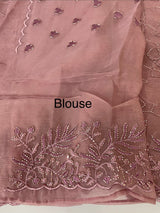 Soft Crush Organza-Chiffon saree with embroidery and cutdana work - MOS5785