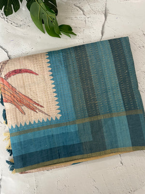 Soft Printed Blended matka tussar silk saree- MMT467