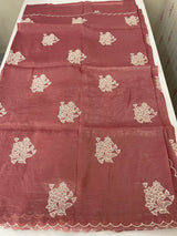 Soft crush Organza saree with embroidery and applique work MS14764