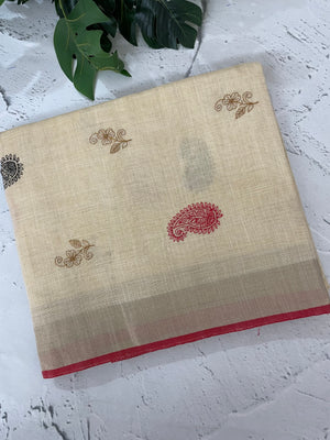 Tissue linen saree MLS349
