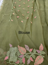 Soft Organza-Chiffon saree with embroidery and cutdana work - MOS5786