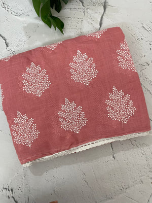 Semi linen saree with embroidery MLS834
