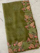 Soft Organza-Chiffon saree with embroidery and cutdana work - MOS5786