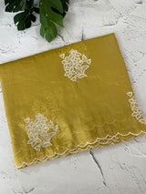 Soft crush Organza saree with embroidery and applique work MS14764