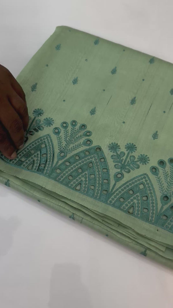 Semi tussar saree MTSS675 Bluegreen