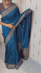 Banarasi Tussar georgette saree  - SMHCSHY PeacockBlue