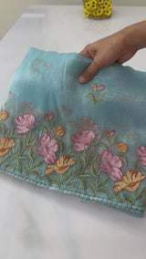 Tissue Organza saree MS14717- Blue