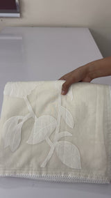 Mul chanderi applique work saree MS5541- Offwhite