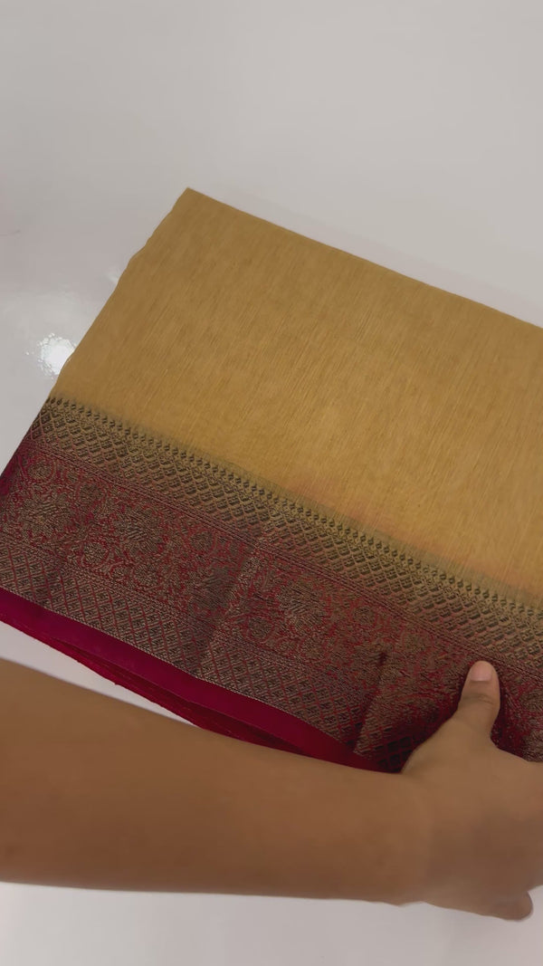 Jute silk sarees with contrast pallu & blouse MJL396