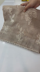 Soft kota silk saree with embroidery and scalloped border MS14983