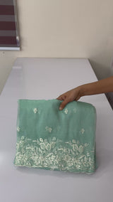 Tissue Organza saree with embroidery, pearl and cutdana work MS15207