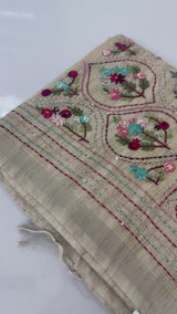 Handworked Blended tussar silk saree with handworked MS90543