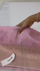 Pure Banarasi crepe Georgette Saree with brocade blouse - MS44987 PastelPink