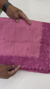 Blended tussar saree with cutwork - MSHK132 Dusty DarkPink