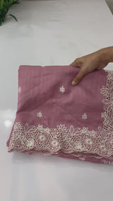 Kosa Tussar silk saree with cutwork borders - SSKW155