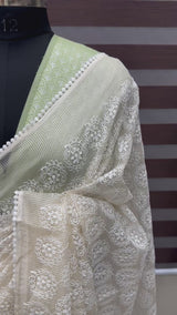 Phulkari Kota embroidery saree - MPKS635 Offwhite