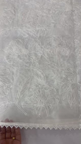 Organza saree with theead work - MSH192 White