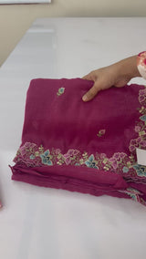 Crush chiffon georgette saree with embriodery borders SVVNYYY