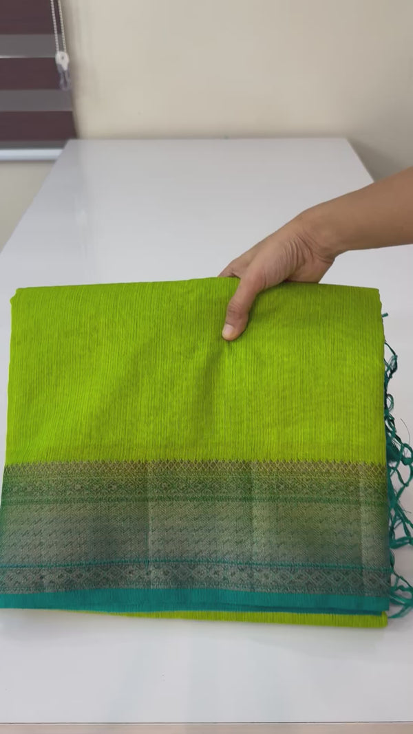 Jute silk sarees with contrast pallu & blouse MJL396