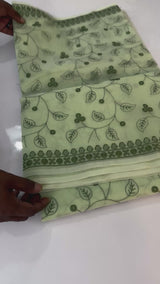 Banarasi kora oraganza saree with embroidery  MKOS323 PastelGreen