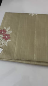 Crepe semi tussar silk saree with cross stitch embroidery-MSCS634